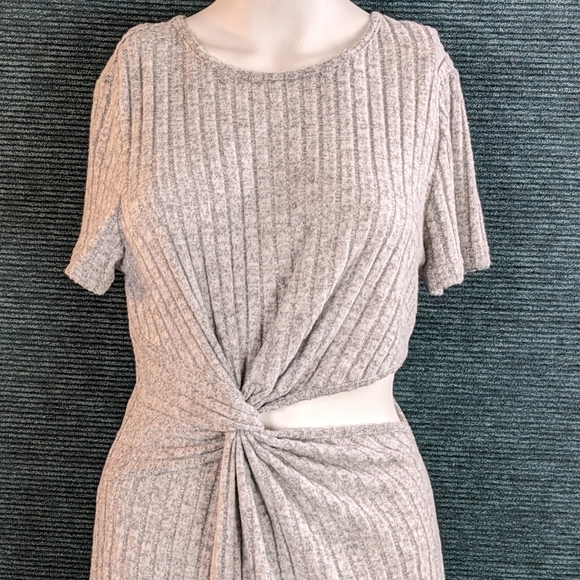Shein Ribbed Knit Hollowed Side Twist Front Sweater Dress, Short Sleeve - Picture 2 of 8